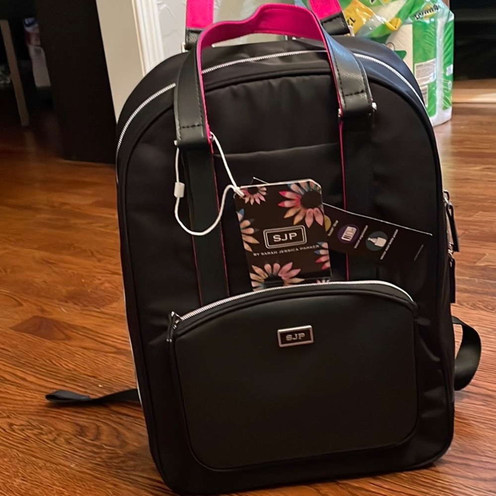 Black Backpack with Pink Accents